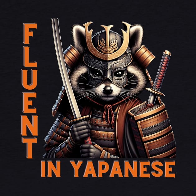 Fluent in Japanese funny racoon samurai design with Fluent in yapanese by TeeCharm Creations